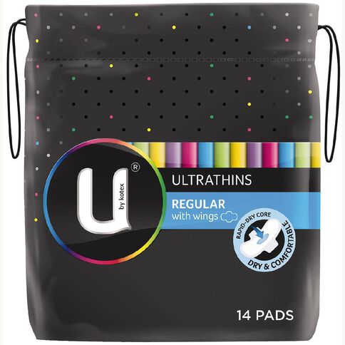 U By Kotex Regular Ultra Thin Wings Pads 14 Pack