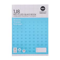 WS Exercise Book 1J8 5mm Quad 36 Leaf Blue