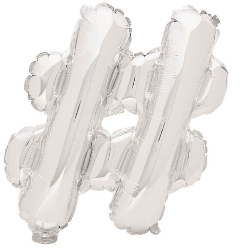Artwrap Foil Balloon Hash Tag Silver 35cm