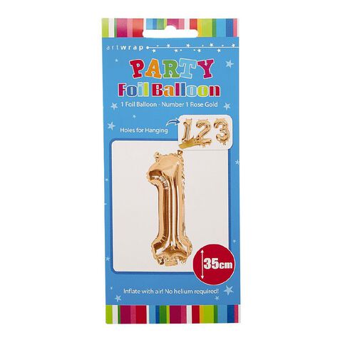 Artwrap Party Foil Balloon Number 1 Rose Gold 35cm