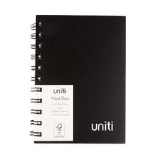 Uniti Visual Diary Spiral 110gsm 60 Sheets Black A6