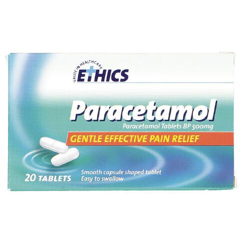 Ethics Paracetamol 500mg Caplets 20s - LIMIT OF 2 PER CUSTOMER