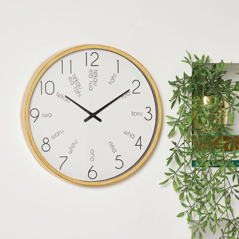 Living & Co Te Reo Clock Natural 40cm