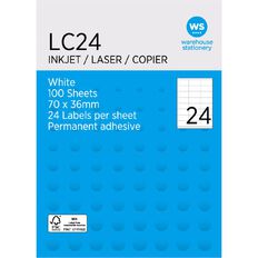 WS A4 24 Labels 100 Pack