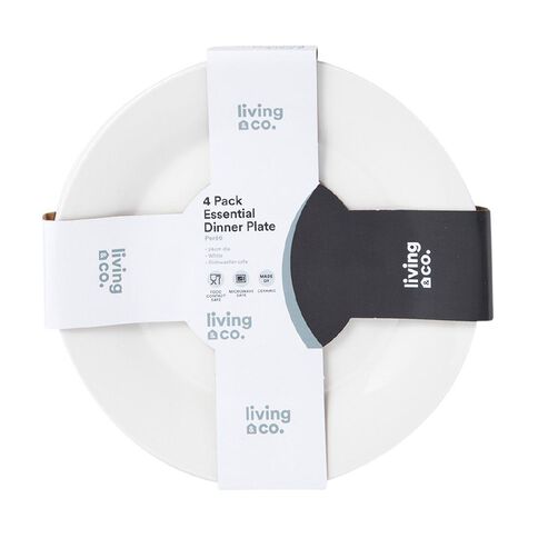 Living & Co Essential Dinner Plate 24cm White 4 Pack