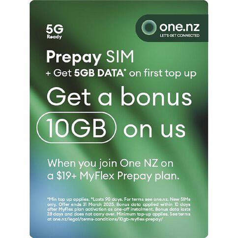 One NZ Prepay Triple Sim with Bonus 5GB