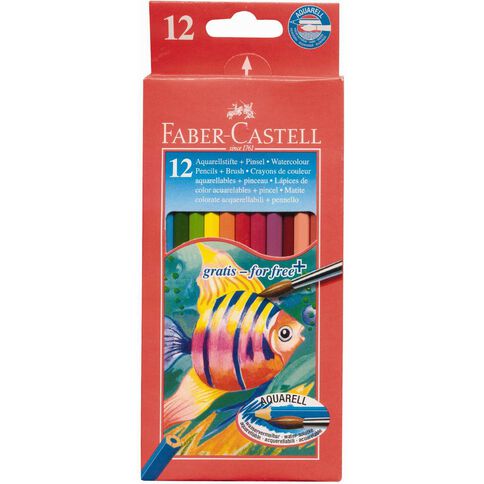 Faber-Castell Watercolour Pencils 12 Pack Multi-Coloured 12 Pack