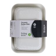 Living & Co Ceramic Butter Dish 18 x 13cm White
