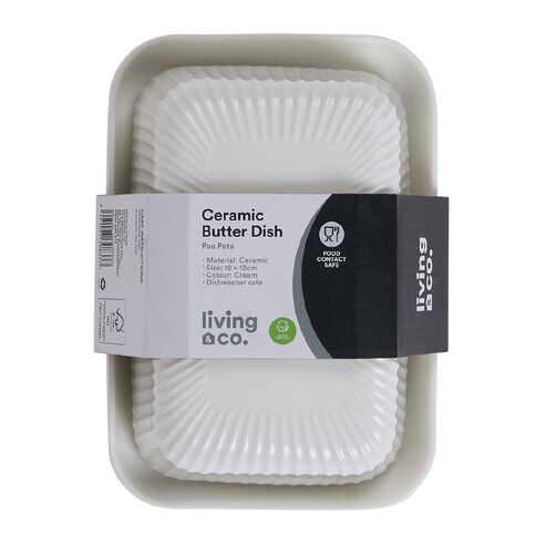 Living & Co Ceramic Butter Dish 18 x 13cm White