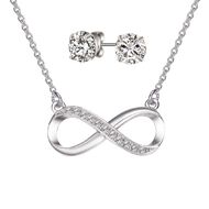 Mestige Silver Plated Swarovski Crystal Infinity Necklace & Earrings Set
