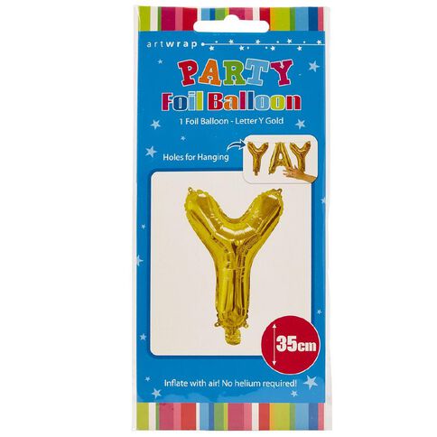 Artwrap Foil Balloon Y Gold 35cm