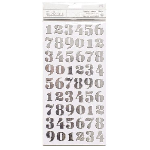 American Crafts Thickers Numbers Silver Foil