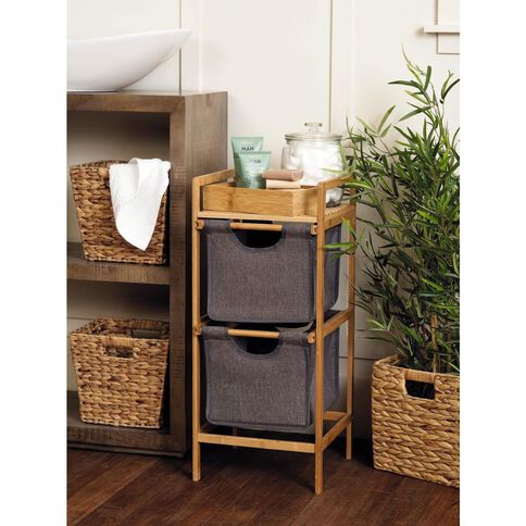 Living & Co Bamboo 2 Drawer Basket Shelf