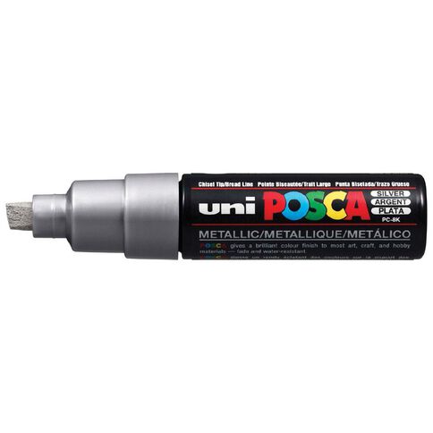 Uni Posca Marker 8.0mm Chisel Silver