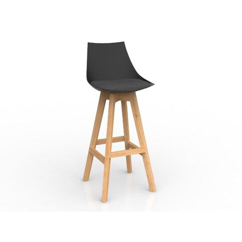 Luna Black Grey Oak Base Barstool Charcoal