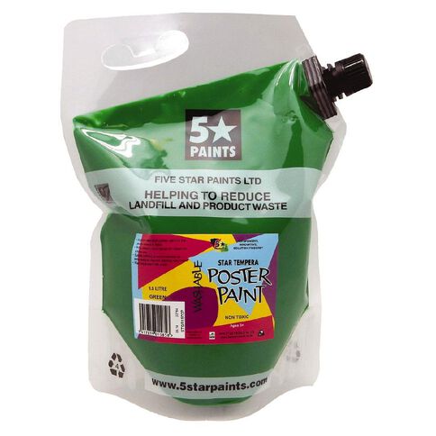Fivestar Tempera Poster Paint Green 1.5 litre Pouch