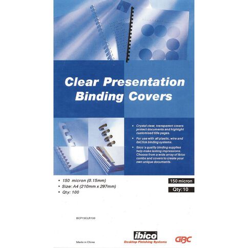 Ibico Binding Cover Transparent 150 Micron 100 Pack