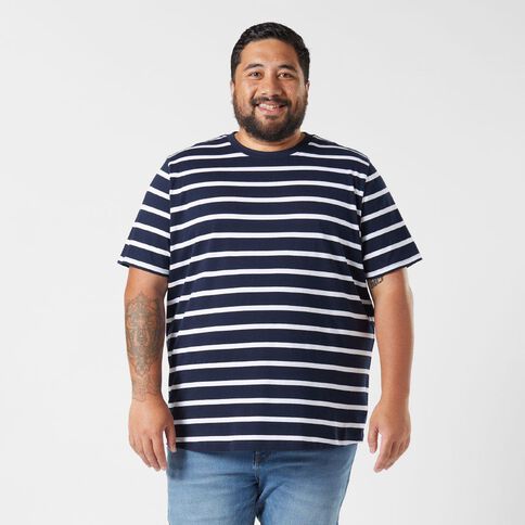 H&H Men's Crew Neck Short Sleeve Stripe Tee