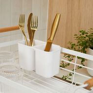 Living & Co Dish Rack with Wooden Handles White