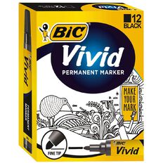 Bic Fine Vivid Marker 12 Pack Black 12 Pack