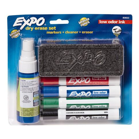 Expo Low Odour Chisel Starter Set Whiteboard Marker Assorted