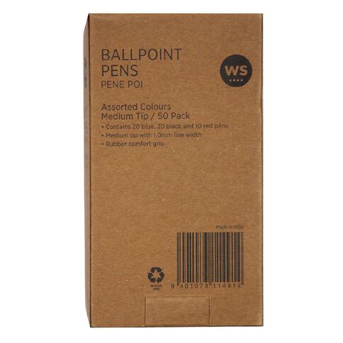 WS Ballpen Sprint Grip 50 Pack Assorted