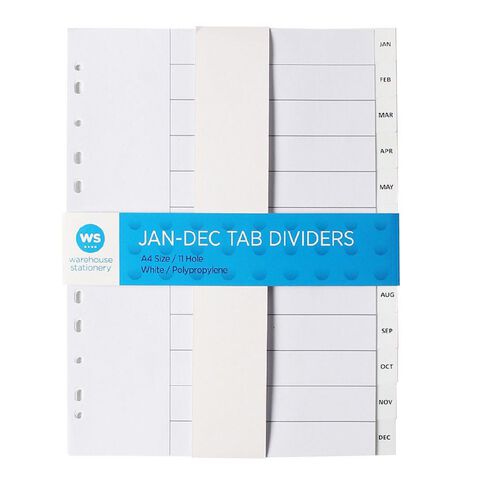 WS Jan-Dec Polypropylene Dividers