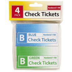 Marbig Check Tickets 4 Pack Assorted