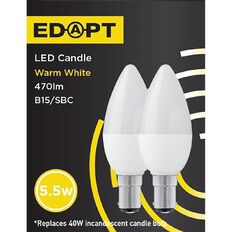 Edapt LED B15 Candle Light Bulb 5.5W Warm White 2 Pack