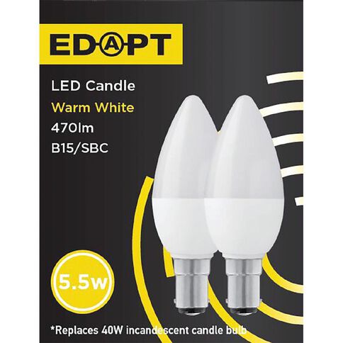 Edapt LED B15 Candle Light Bulb 5.5W Warm White 2 Pack