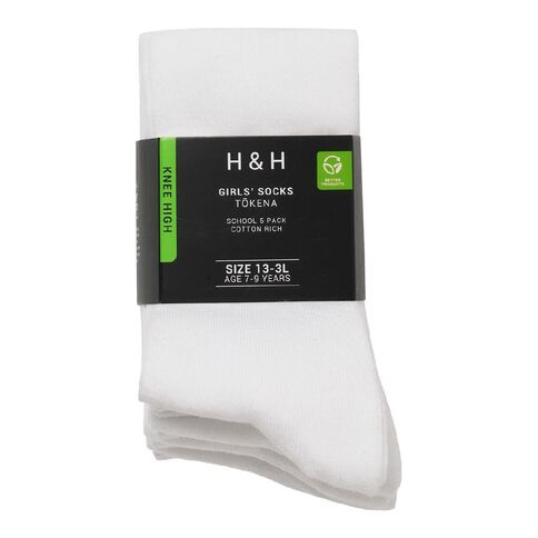 H&H Girls' School Knee High Socks 5 Pack