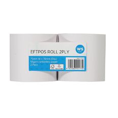 WS Eftpos Roll 75x76mm 55gsm 2ply Carbonless