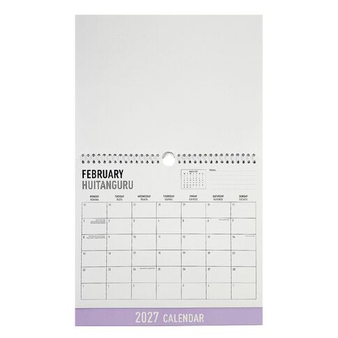 WS 2027 Wall Calendar Hard Back