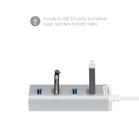 mbeat Stick 4 Port USB 3.0 Hub Silver