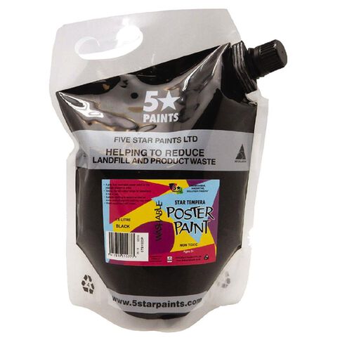 Fivestar Tempera Poster Paint Black 1.5 litre Pouch