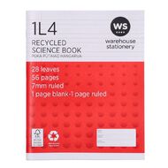 WS Exercise Book 1L4 7mm Ruled Nature 28 Leaf Red Mid