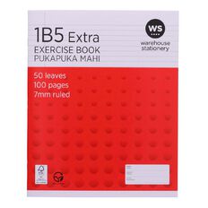 WS Exercise Book 1B5 7mm Ruled 50 Leaf Red