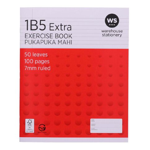 WS Exercise Book 1B5 7mm Ruled 50 Leaf Red