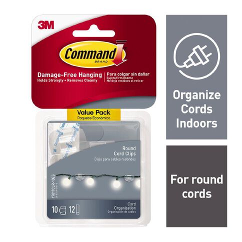 Command Round Cord Clips with Strips Value Pack