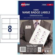 Avery Fabric Name Badge Labels White 120 Name Labels | Warehouse Stationery, NZ