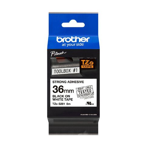 Brother TZES261 Extra Strength Tape Black On White 36mm x 8m