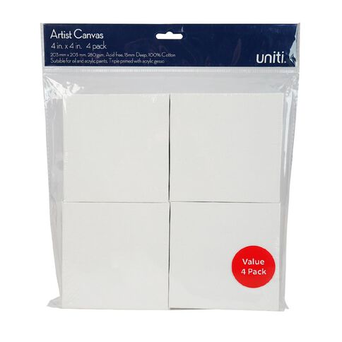 Uniti Value Blank Canvas 4x4 4 Pack