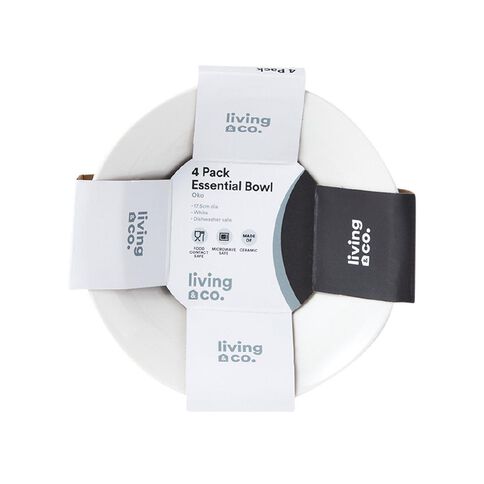 Living & Co Essential Bowl 17cm White 4 Pack