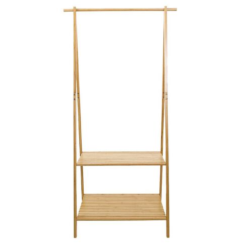 Living & Co Bamboo Garment Rack With 2 Shelves