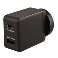 Tech.Inc USB-C and USB-A 18W Dual Wall Charger Black