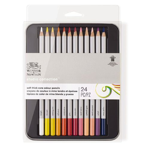 Winsor & Newton Studio Coloured Pencils in Tin 24 Pack