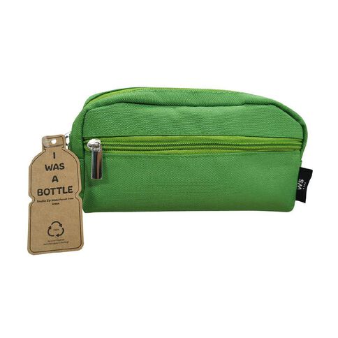 Double Zip Small Pencil Case Green Mid