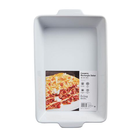 Living & Co Ceramic Rectangle Baker White 40cm x 25cm x 7cm