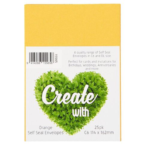 Create With C6 Envelopes Orange  25 Pack