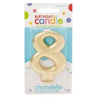 Candle Metallic Numeral #8 Gold